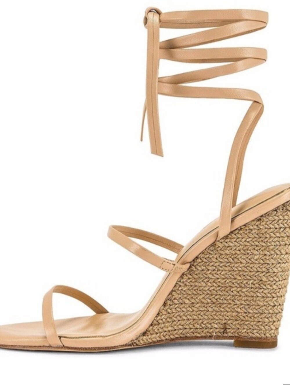 RAYE Size 7.5 Naya Wedge Nude Ankle Wrap Heeled Sandals